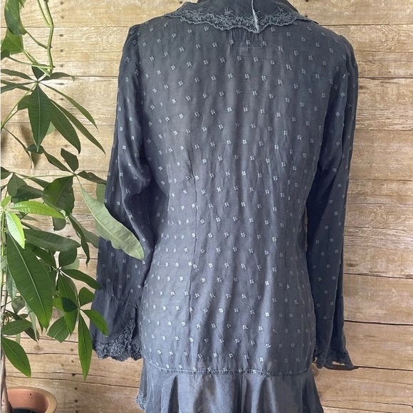 Johnny Was Cardigan Jacket Open Front Lace Gray Size XS Eyelet - Picture 4 of 8